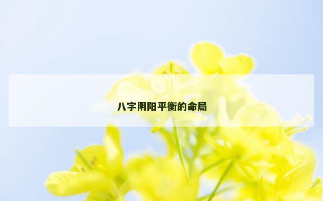 八字阴阳平衡的命局