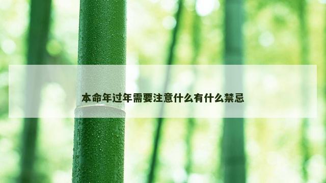 本命年过年需要注意什么有什么禁忌