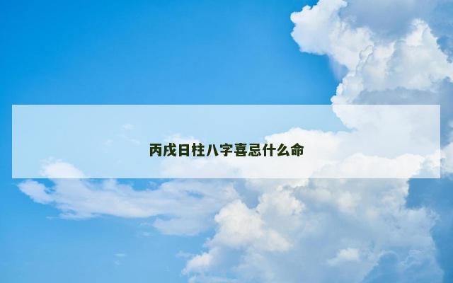 丙戌日柱八字喜忌什么命