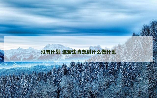 没有计划 这些生肖想到什么做什么