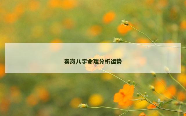 秦岚八字命理分析运势