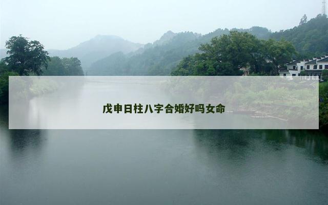 戊申日柱八字合婚好吗女命