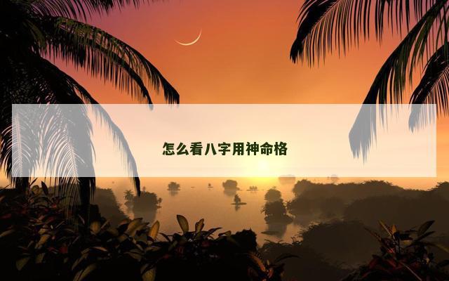 怎么看八字用神命格