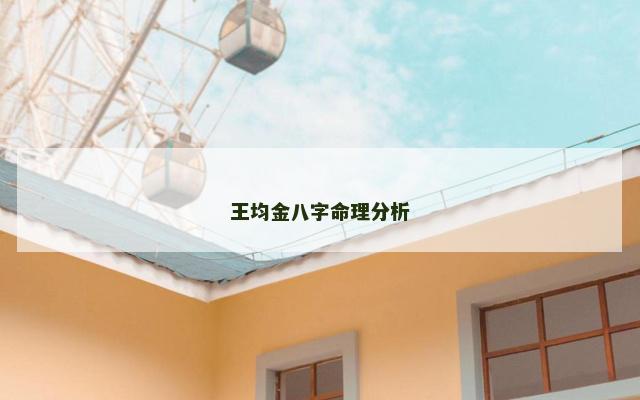 王均金八字命理分析