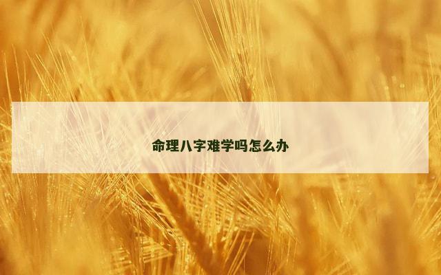 命理八字难学吗怎么办