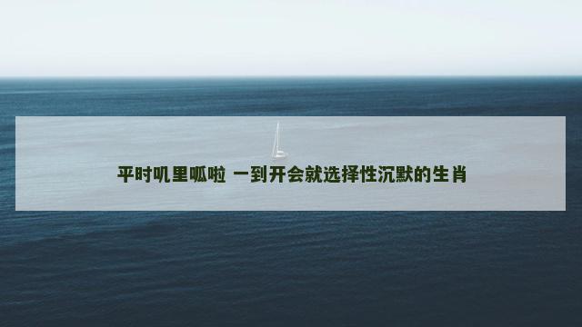 平时叽里呱啦 一到开会就选择性沉默的生肖