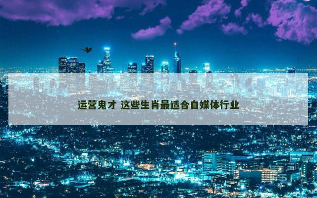 运营鬼才 这些生肖最适合自媒体行业