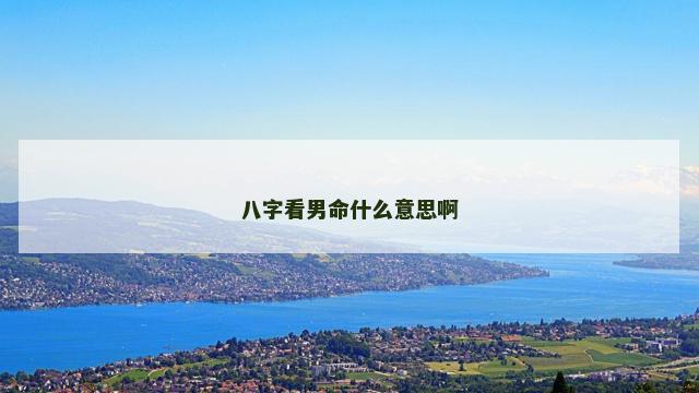 八字看男命什么意思啊