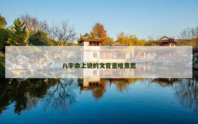 八字命上说的文官是啥意思