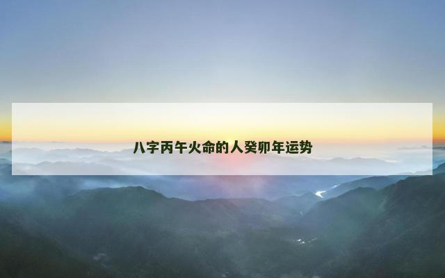 八字丙午火命的人癸卯年运势
