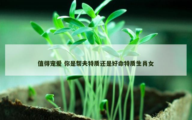 值得宠爱 你是帮夫特质还是好命特质生肖女