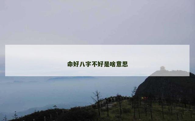 命好八字不好是啥意思
