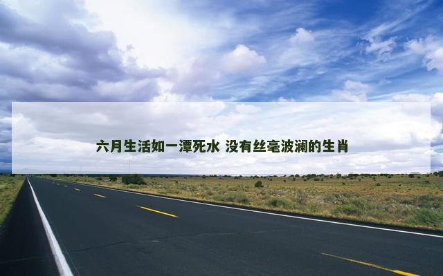 六月生活如一潭死水 没有丝毫波澜的生肖