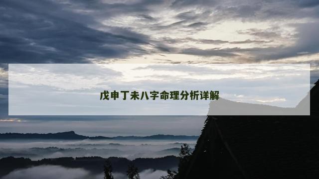 戊申丁未八字命理分析详解 戊申丁未八字命理分析详解