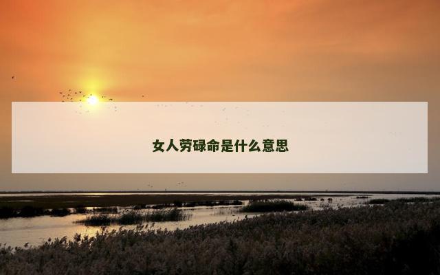 女人劳碌命是什么意思