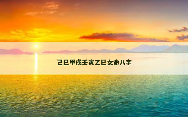 己巳甲戌壬寅乙巳女命八字
