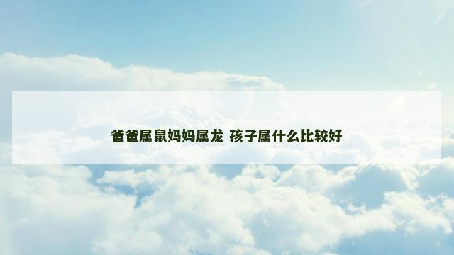 爸爸属鼠妈妈属龙 孩子属什么比较好