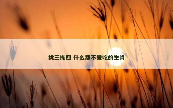 挑三拣四 什么都不爱吃的生肖