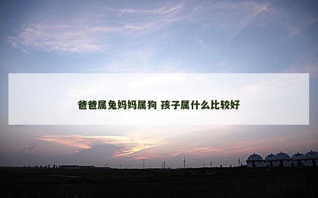 爸爸属兔妈妈属狗 孩子属什么比较好