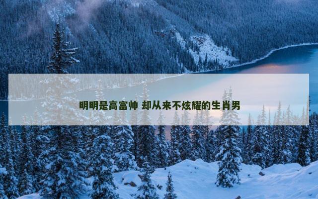 明明是高富帅 却从来不炫耀的生肖男 明明是高富帅 却从来不炫耀的生肖男