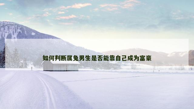 如何判断属兔男生是否能靠自己成为富豪