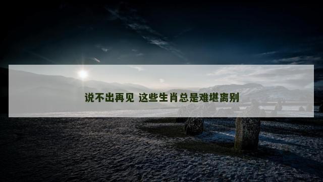 说不出再见 这些生肖总是难堪离别 说不出再见 这些生肖总是难堪离别