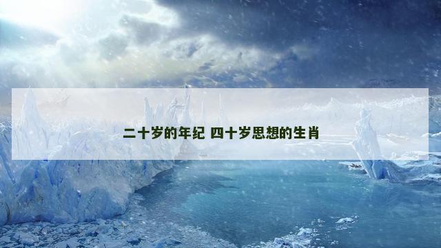 二十岁的年纪 四十岁思想的生肖