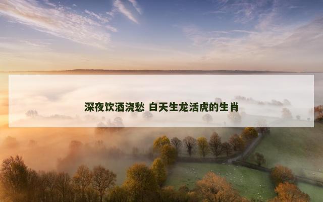 深夜饮酒浇愁 白天生龙活虎的生肖 深夜饮酒浇愁 白天生龙活虎的生肖