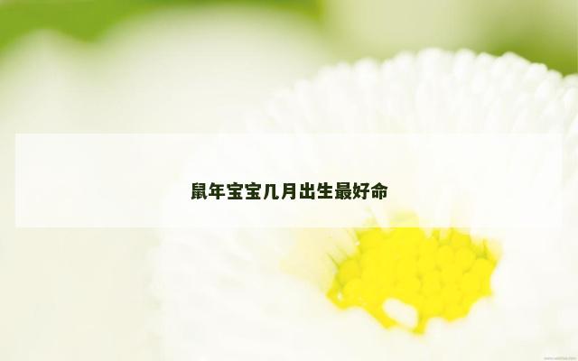 鼠年宝宝几月出生最好命