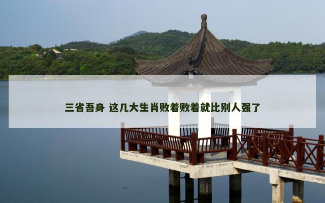 三省吾身 这几大生肖败着败着就比别人强了