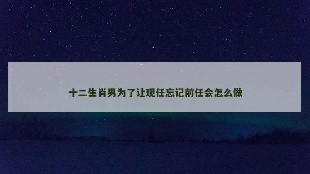 十二生肖男为了让现任忘记前任会怎么做