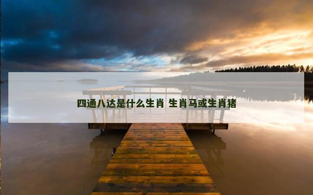 四通八达是什么生肖 生肖马或生肖猪 四通八达是什么生肖 生肖马或生肖猪