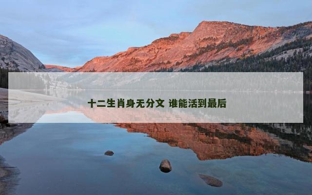 十二生肖身无分文 谁能活到最后
