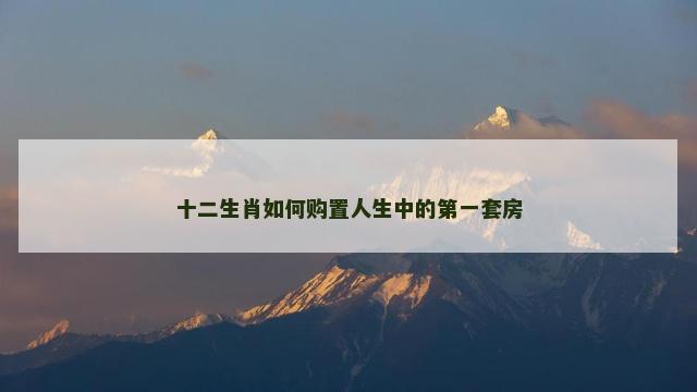 十二生肖如何购置人生中的第一套房