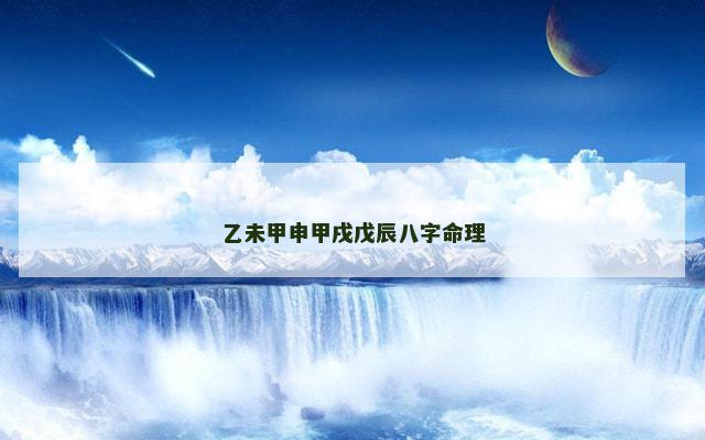 乙未甲申甲戌戊辰八字命理