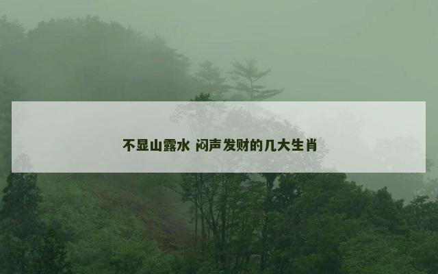 不显山露水 闷声发财的几大生肖
