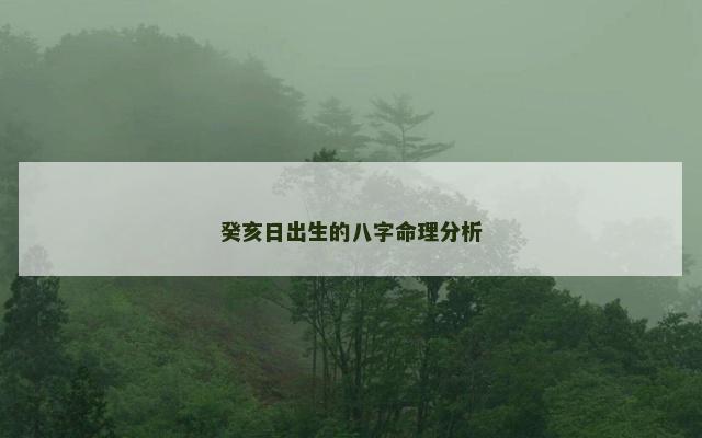 癸亥日出生的八字命理分析