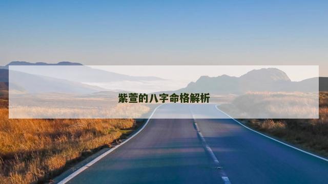 紫萱的八字命格解析