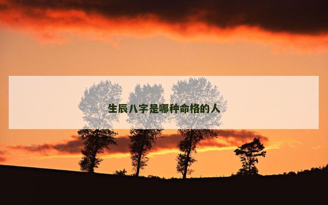 生辰八字是哪种命格的人