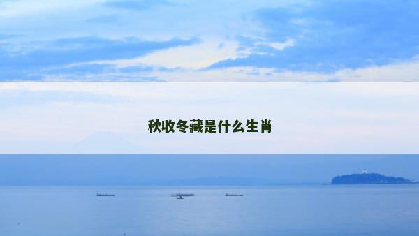 秋收冬藏是什么生肖