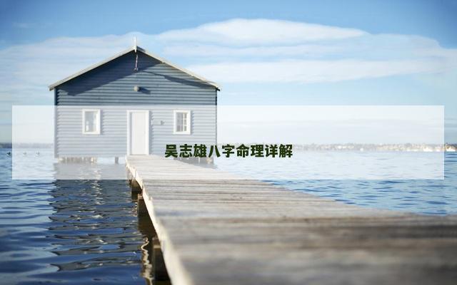 吴志雄八字命理详解
