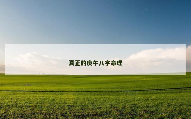 真正的庚午八字命理