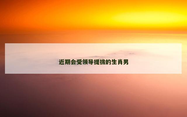近期会受领导提拔的生肖男