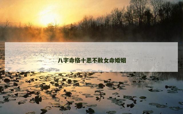 八字命格十恶不赦女命婚姻