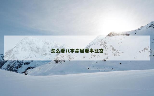 怎么看八字命局看事业宫