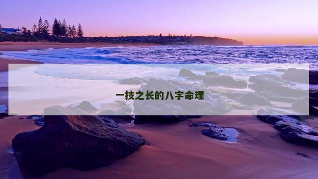 一技之长的八字命理