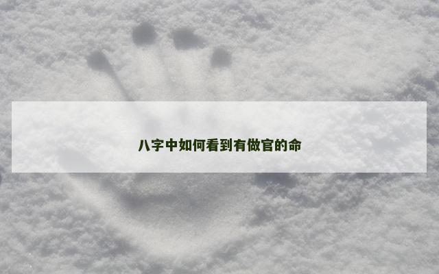 八字中如何看到有做官的命