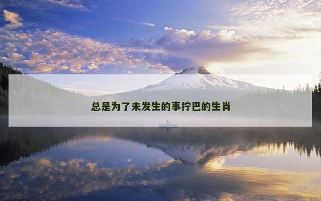 总是为了未发生的事拧巴的生肖