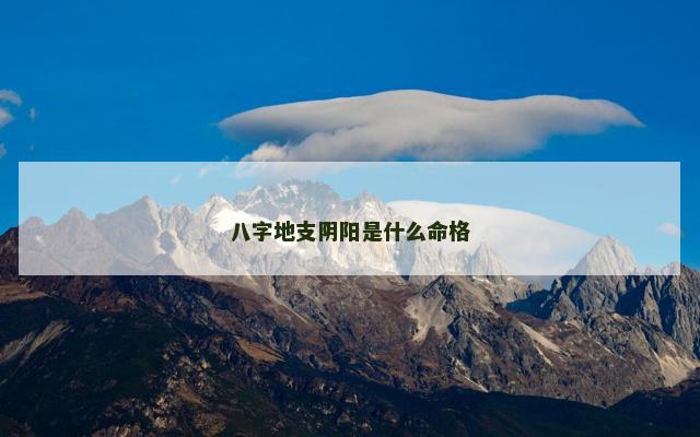 八字地支阴阳是什么命格