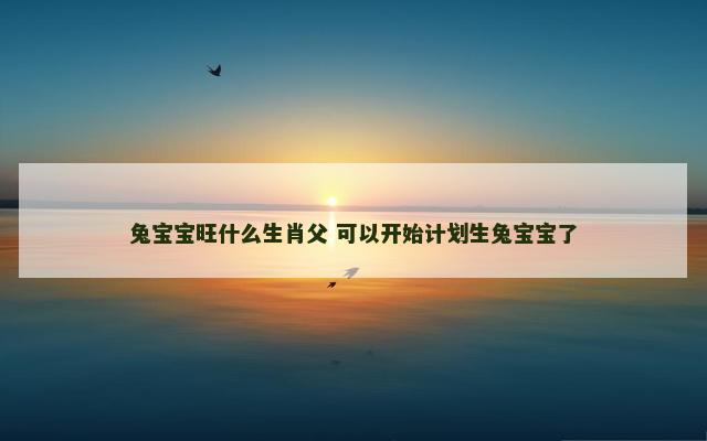 兔宝宝旺什么生肖父 可以开始计划生兔宝宝了